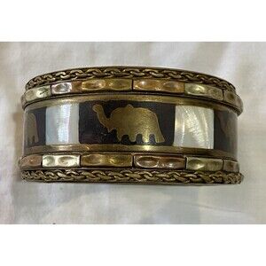 Wide Brass And Copper Bangle Bracelet